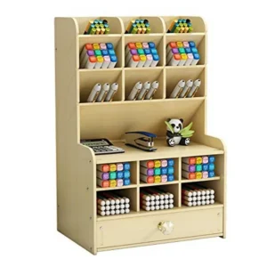 Organiseur de bureau bois, avec tiroir