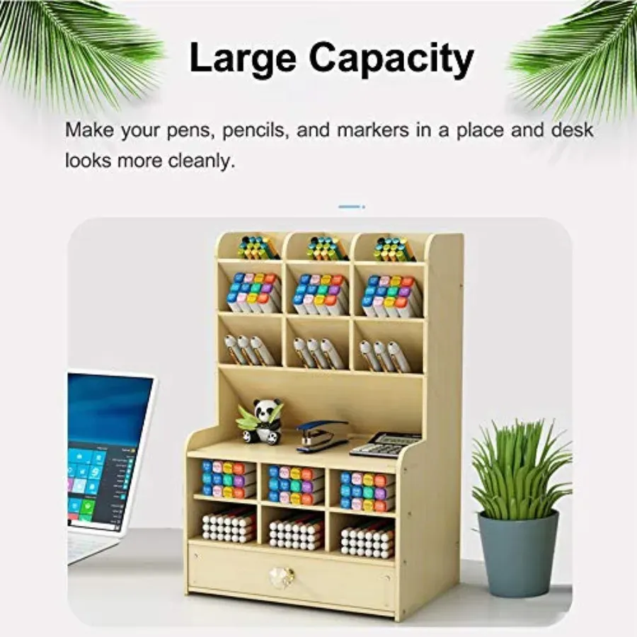 Organiseur de bureau bois, avec tiroir