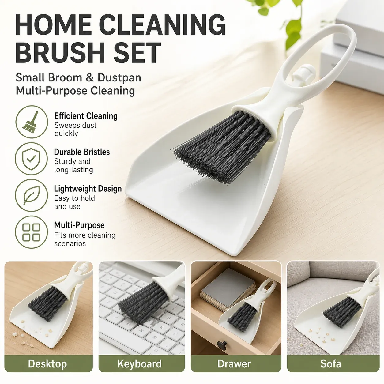 Brosse et ramassette de bureau